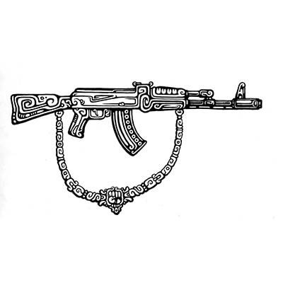 AK 47 Gun Design Fake Temporary Water Transfer Tattoo Stickers NO.10331